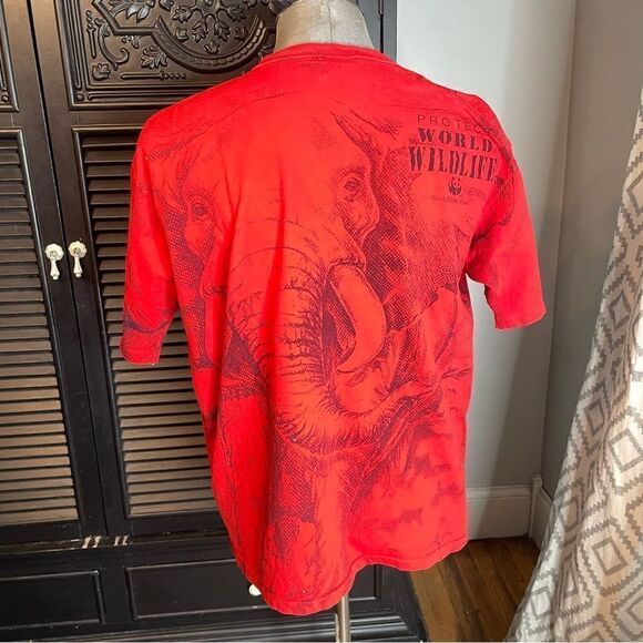 Vintage 90's WWF Wildlife Fund Elephant All Over Print Adult Size L - Picture 2 of 7